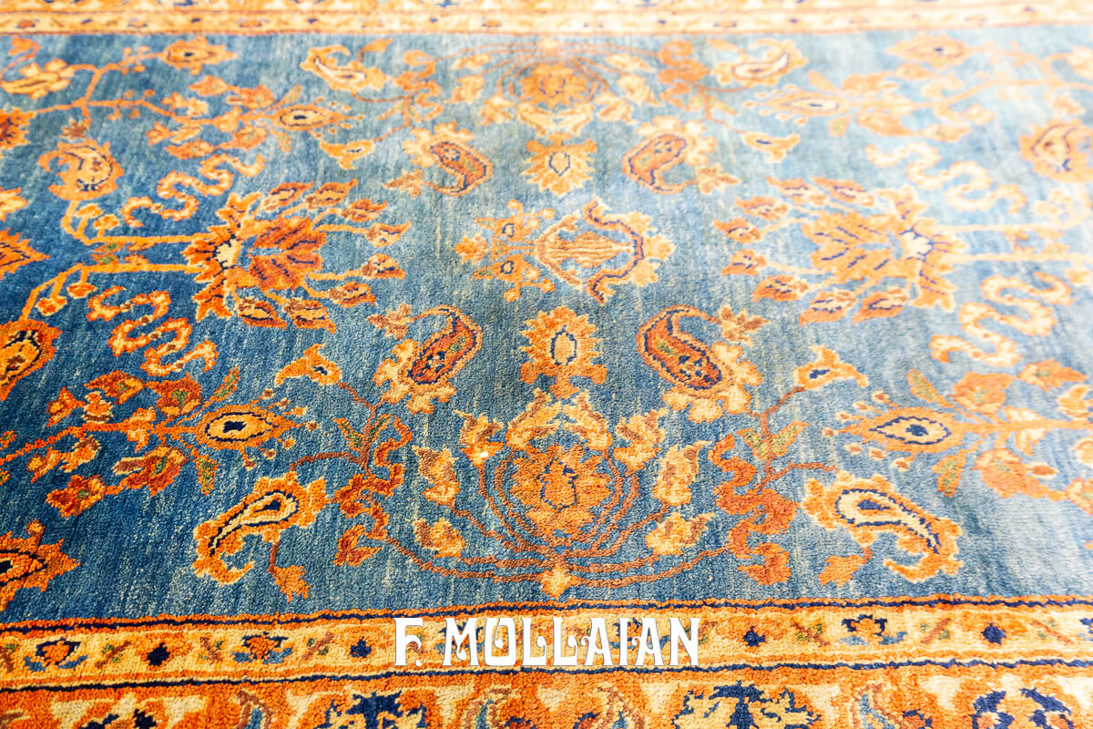 Tapis Persan Kashan Soie Couleur Bleu Céleste n°:270028